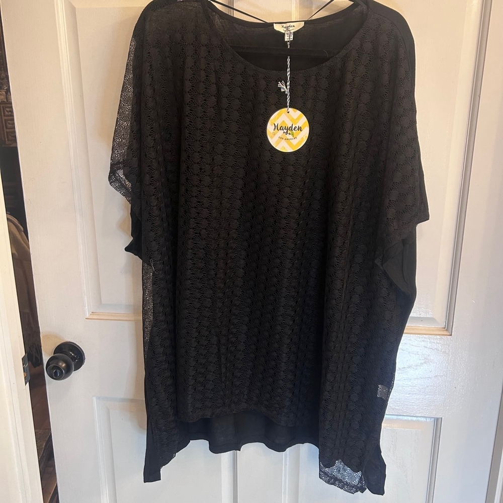 Women's Hayden Los Angeles Top, 1X/2XL, Black
